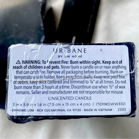 UR BANE BY DW HOME Unscented Decorative Wave Pillar Candles Pair Black - Picture 4 of 9